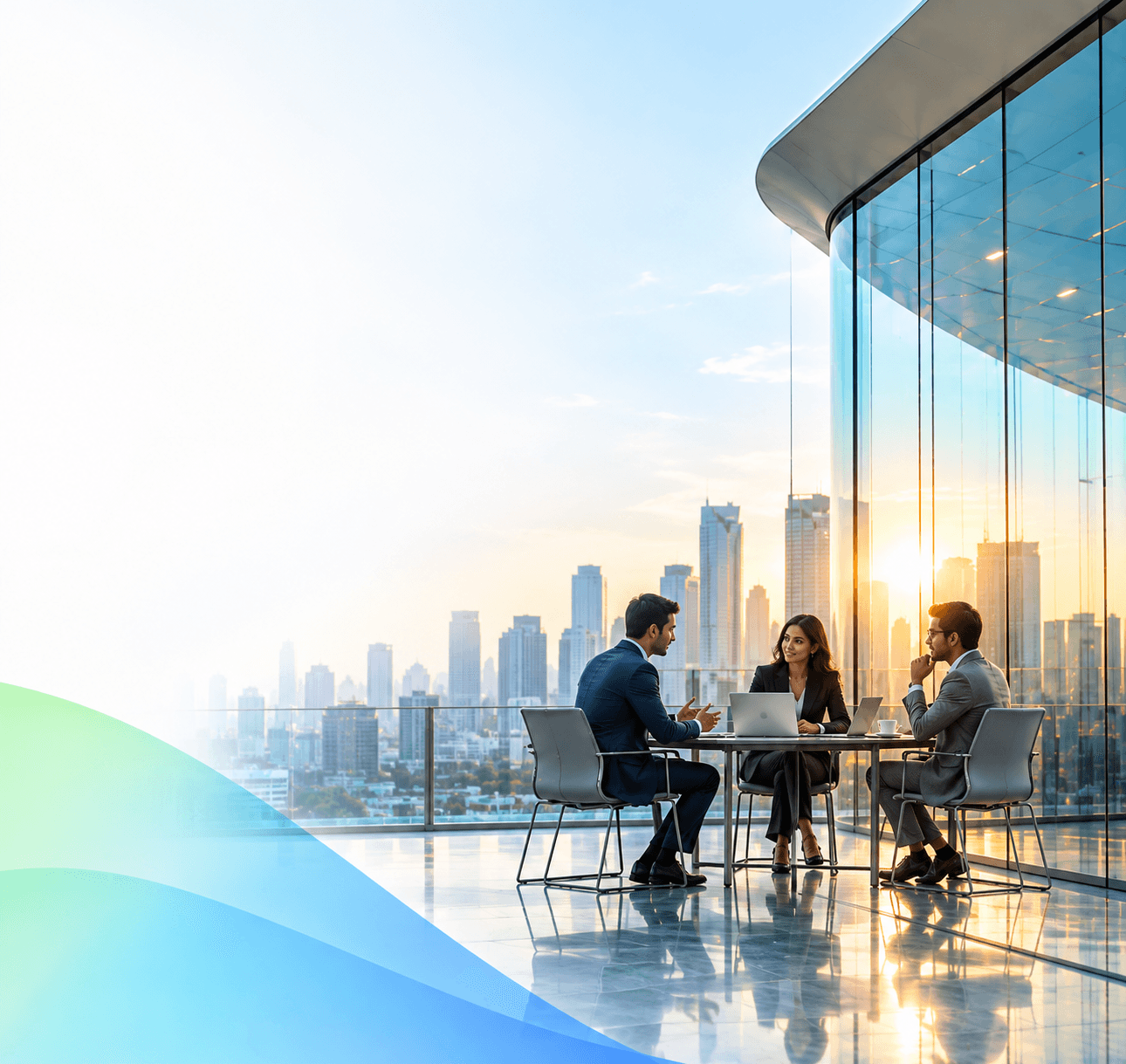 Business leaders discussing customer operations